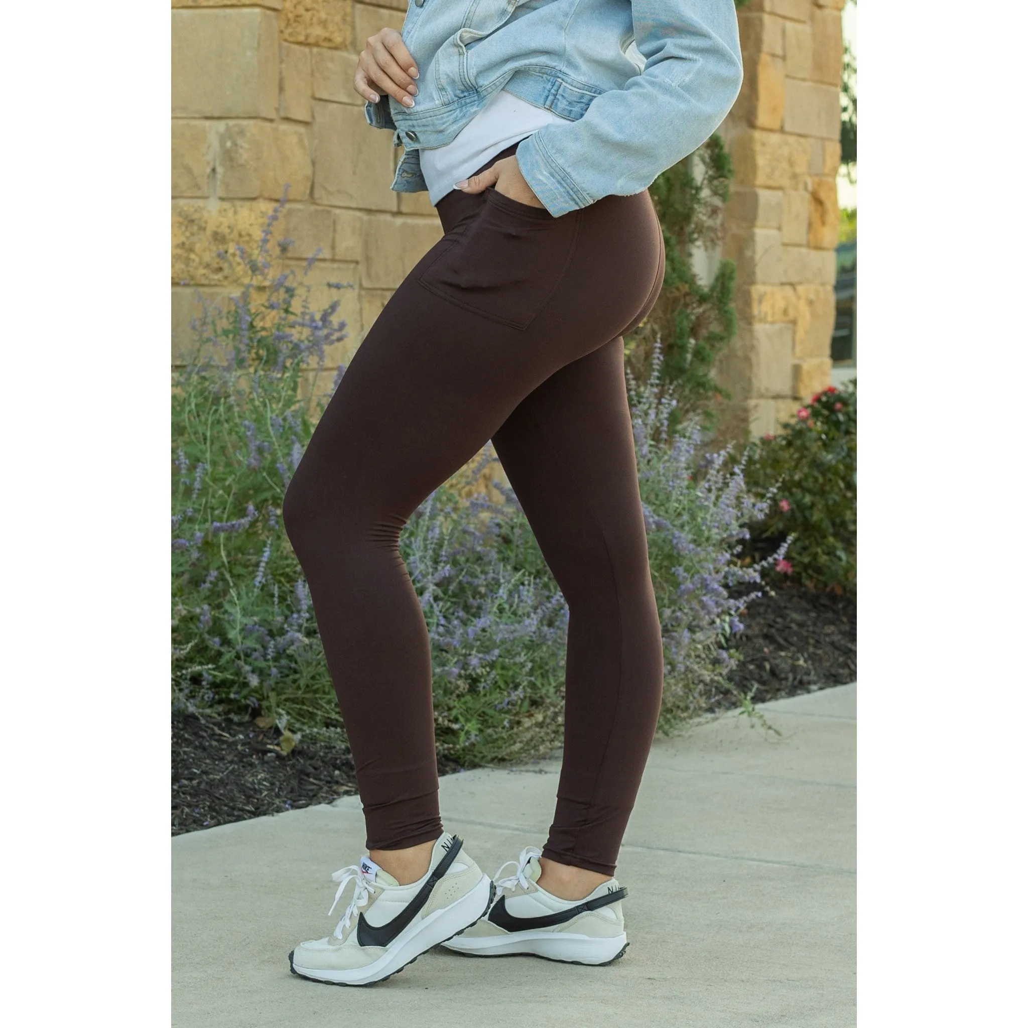 * Ready to Ship | Brown FULL LENGTH Leggings with POCKET*  - Luxe Leggings by Julia Rose®