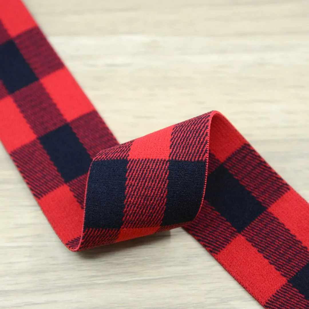 1.5 inch (40mm) Wide Plaid Plush Striped Elastic Band, Waistband Elastic, Sewing Elastic