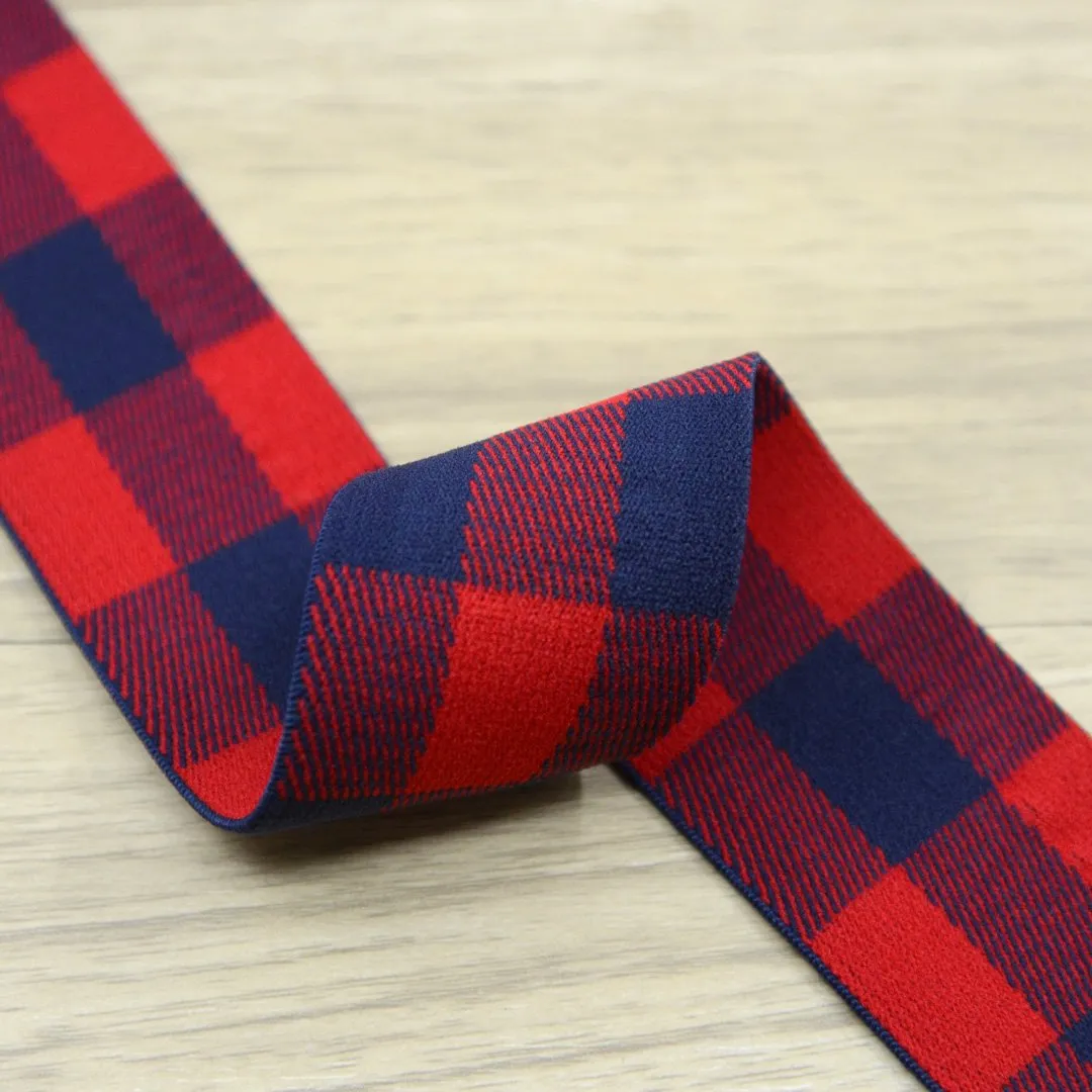 1.5 inch (40mm) Wide Plaid Plush Striped Elastic Band, Waistband Elastic, Sewing Elastic