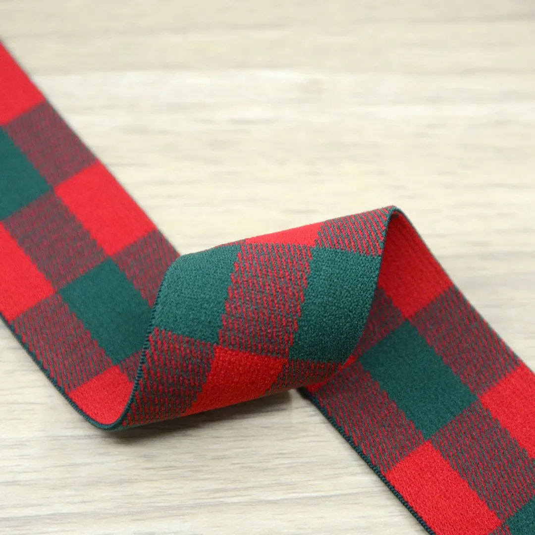 1.5 inch (40mm) Wide Plaid Plush Striped Elastic Band, Waistband Elastic, Sewing Elastic