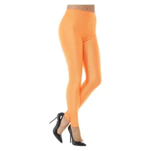 80s Disco Spandex Leggings Neon Orange Adult