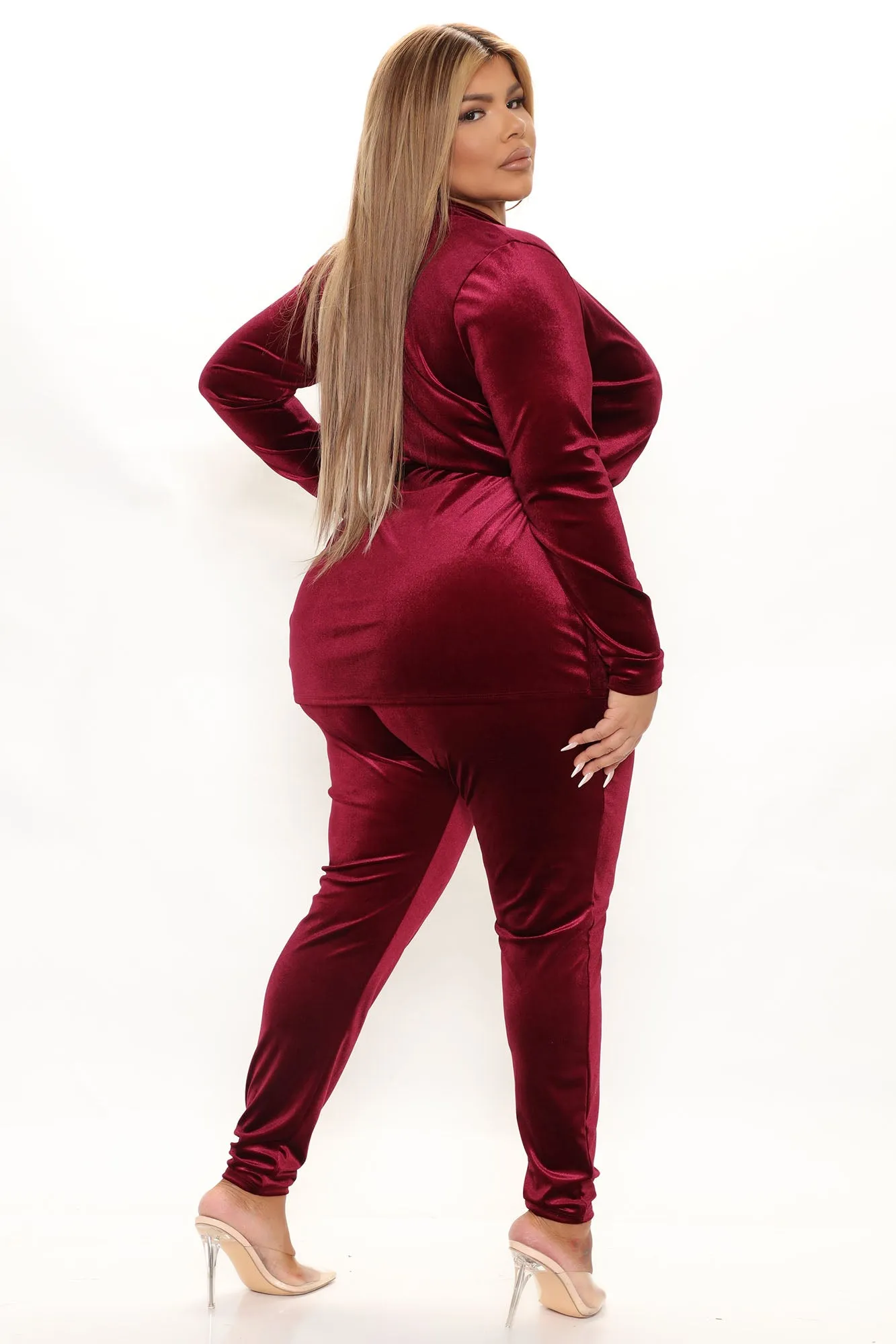 Akira Velvet Legging Set - Burgundy