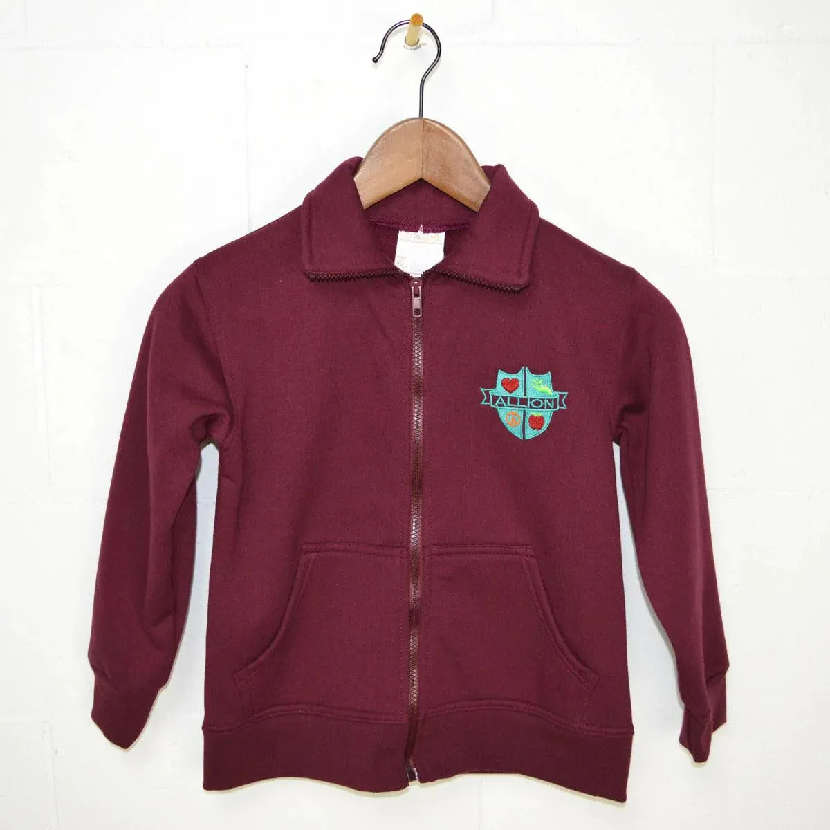 Allion Elementary School Burgundy Fleece Cardigan