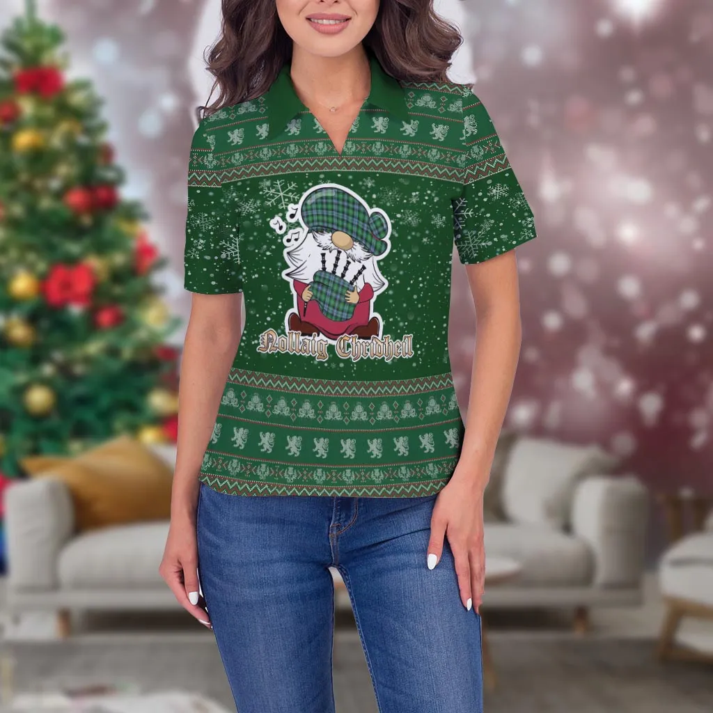 Arbuthnot Ancient Clan Christmas Family Polo Shirt with Funny Gnome Playing Bagpipes