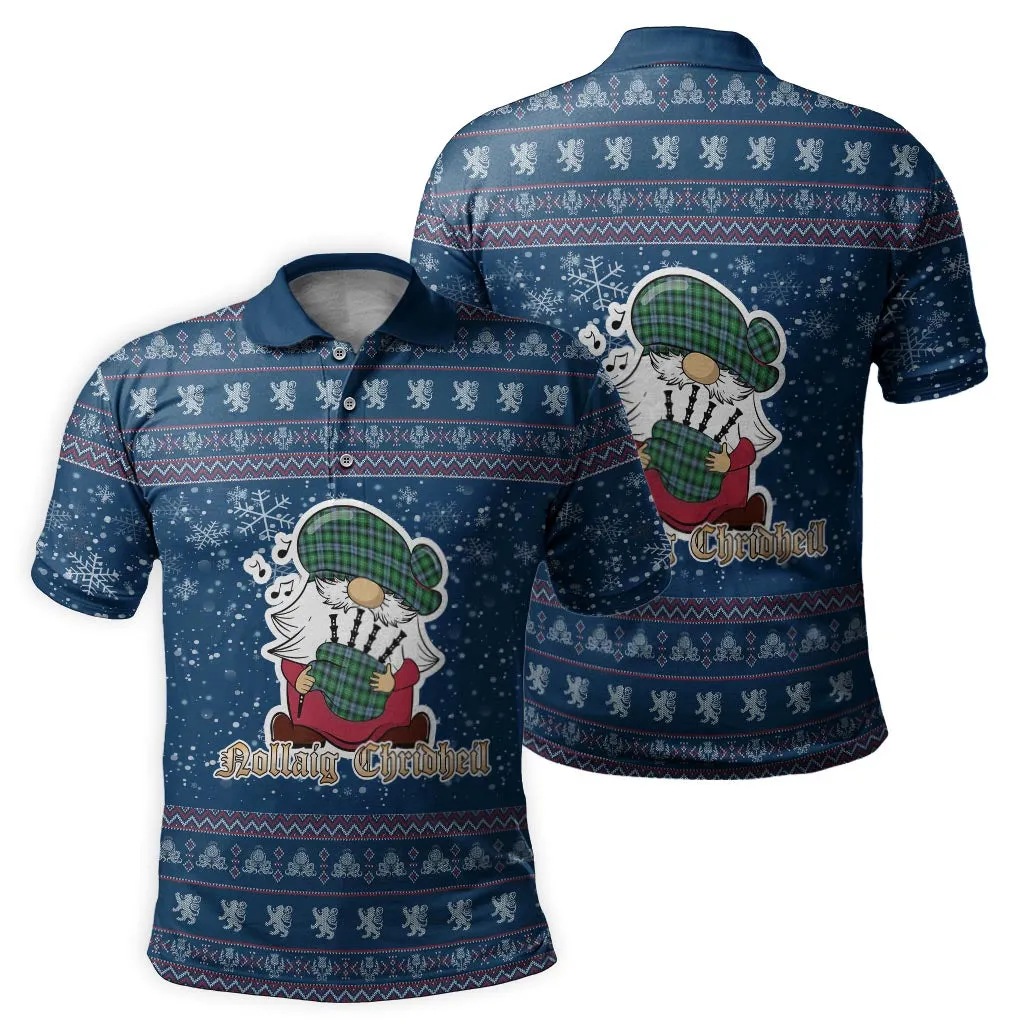 Arbuthnot Ancient Clan Christmas Family Polo Shirt with Funny Gnome Playing Bagpipes