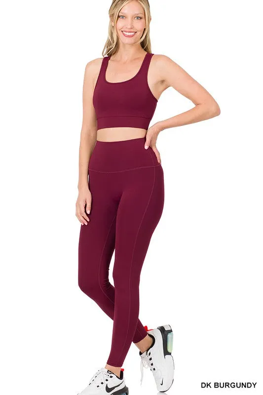 ATHLETIC RACERBACK TANK TOP LEGGINGS SET