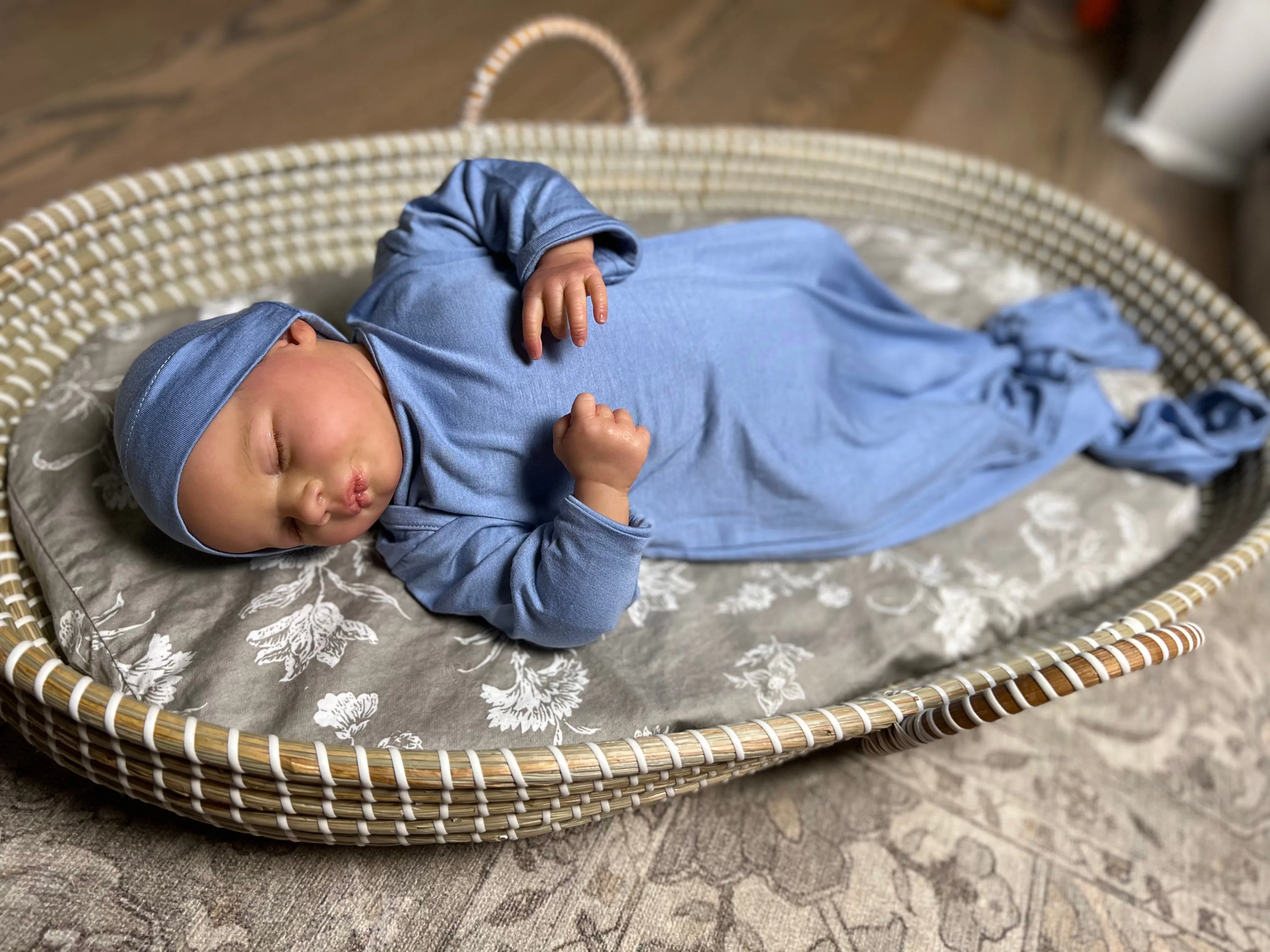 Baby Knot Gown  Set: Periwinkle Blue