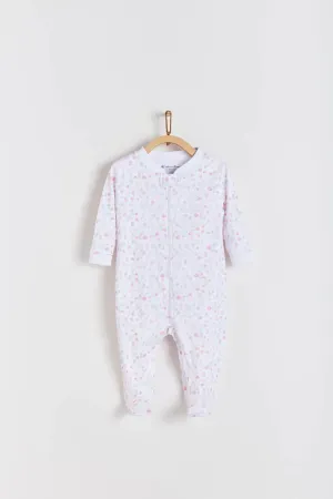 Babycottons Rose Pima Cotton Zipper Footed Pajama - Pink