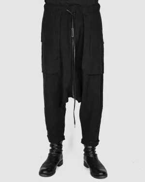 Baggy linen trousers black