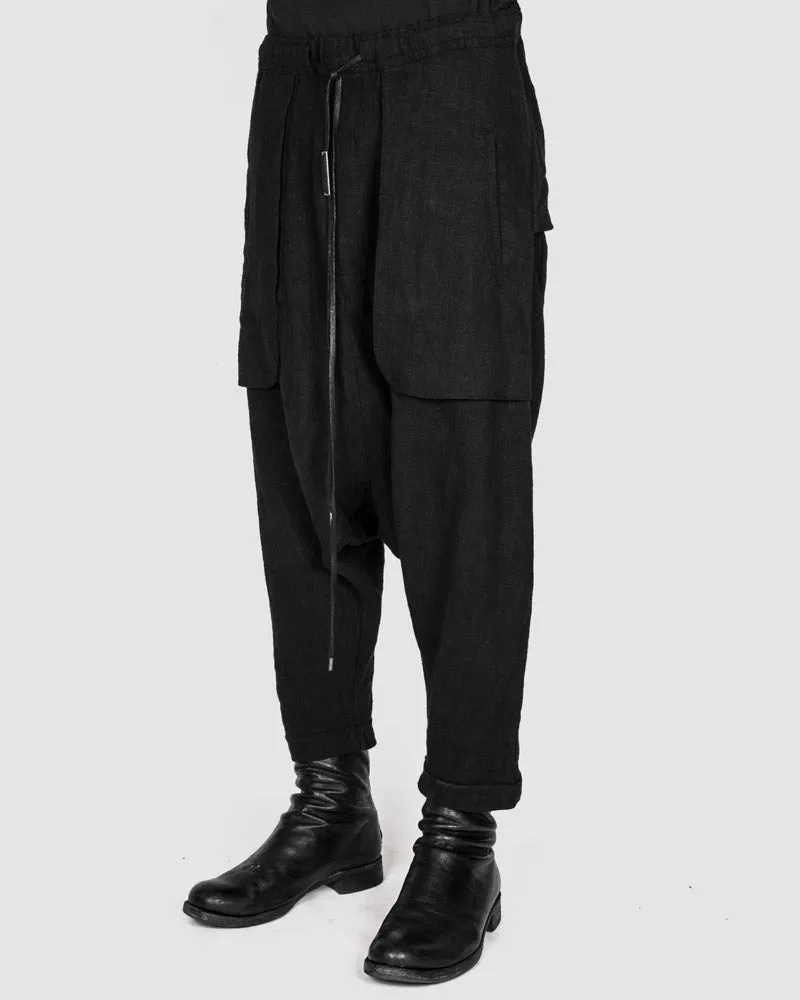 Baggy linen trousers black