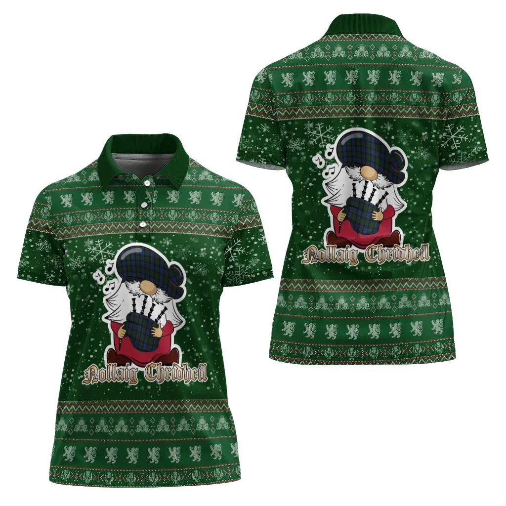 Baird Clan Christmas Family Polo Shirt with Funny Gnome Playing Bagpipes