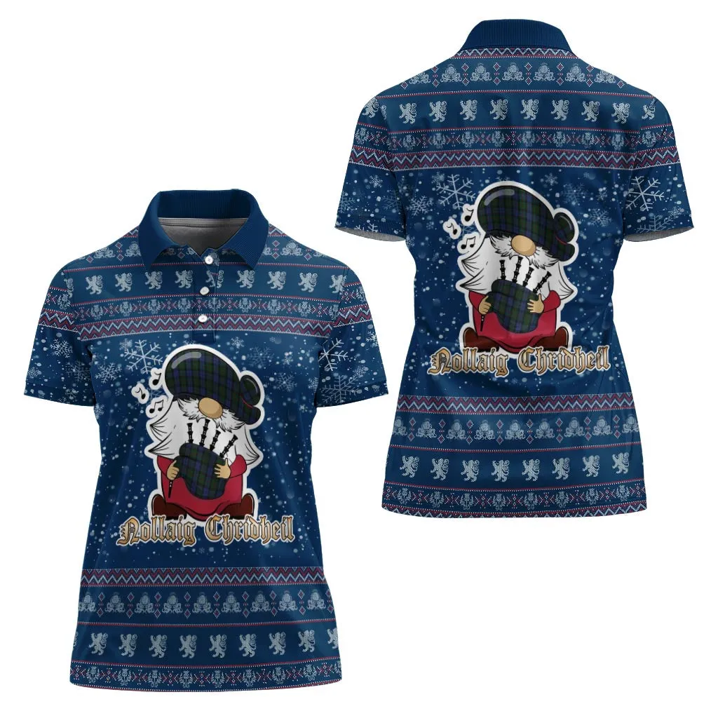 Baird Clan Christmas Family Polo Shirt with Funny Gnome Playing Bagpipes