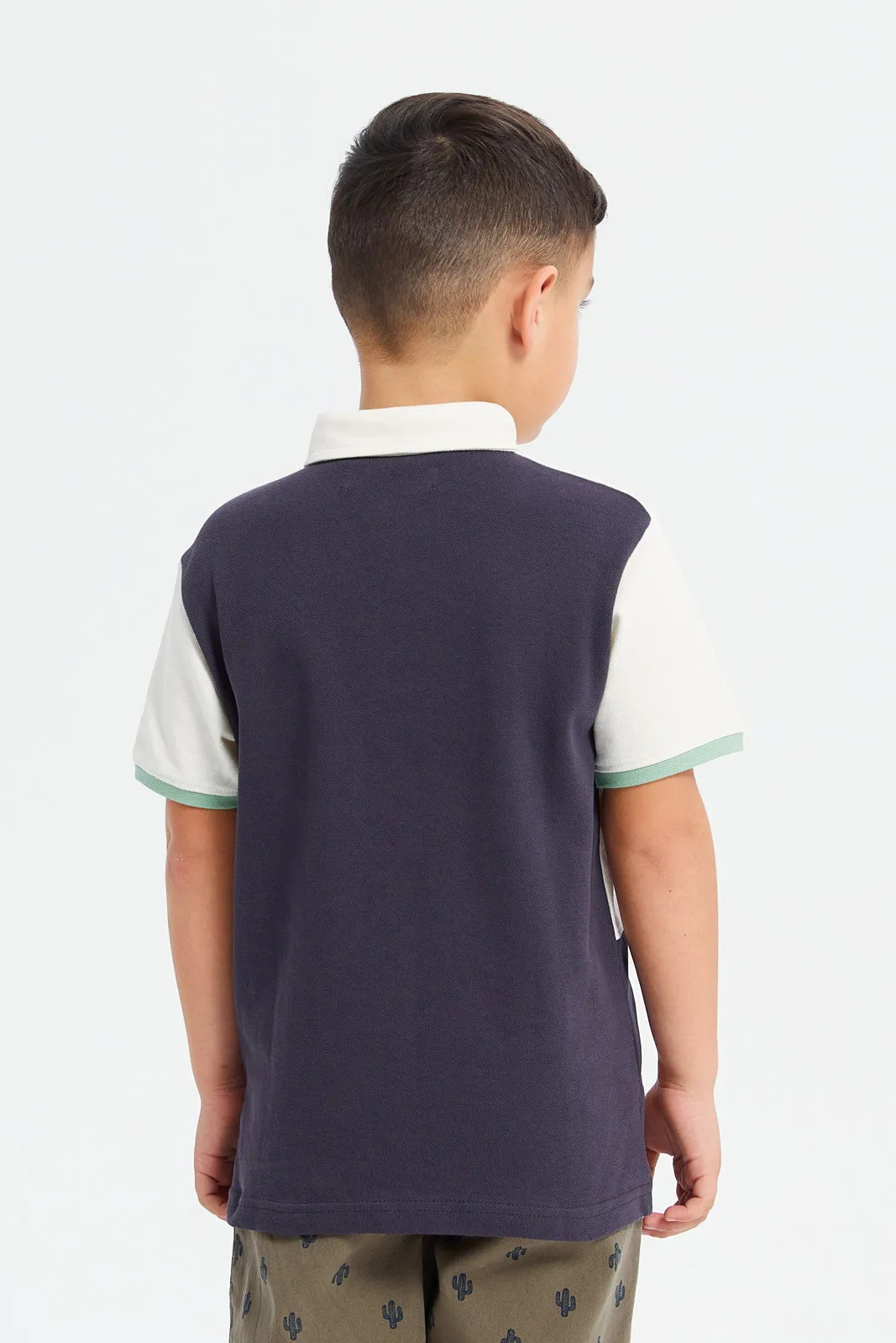 Boys Assorted Cut And Sew Jacquard Polo Shirt