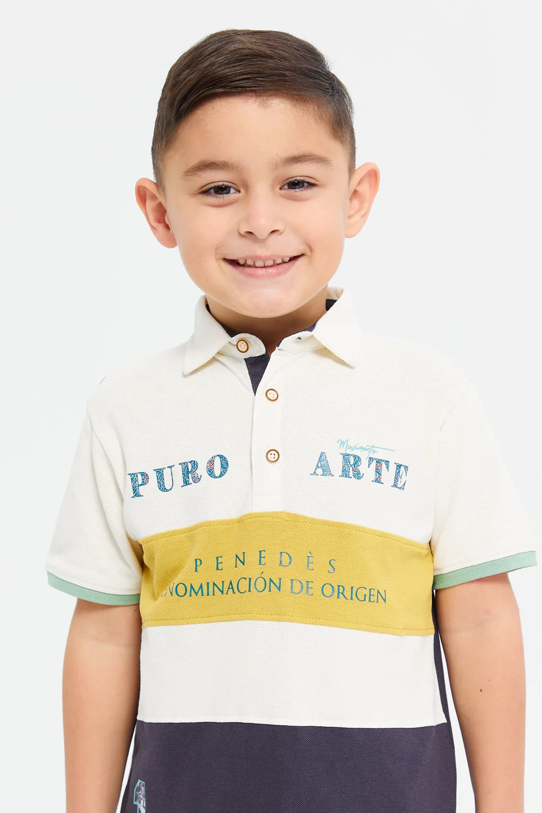 Boys Assorted Cut And Sew Jacquard Polo Shirt