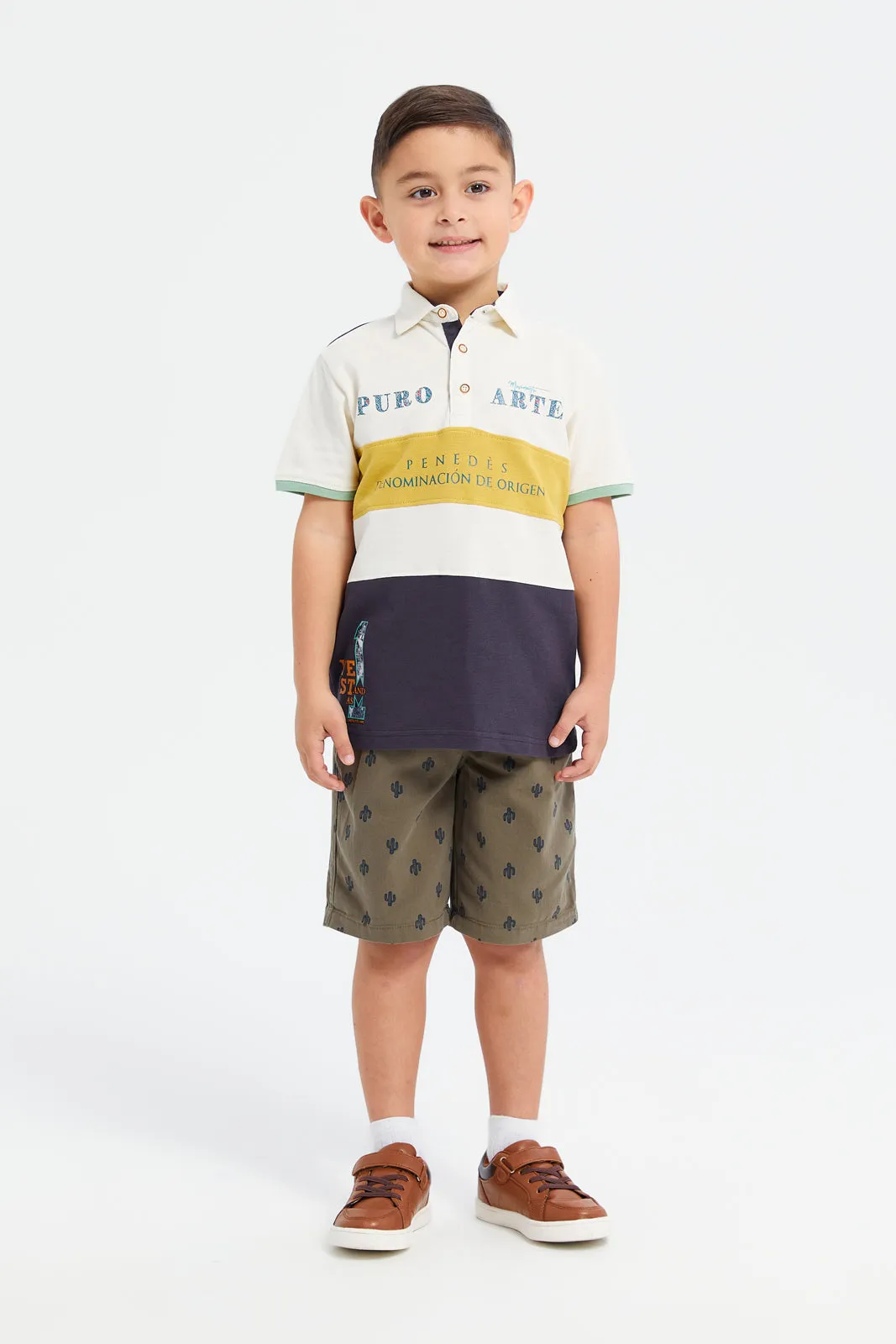 Boys Assorted Cut And Sew Jacquard Polo Shirt