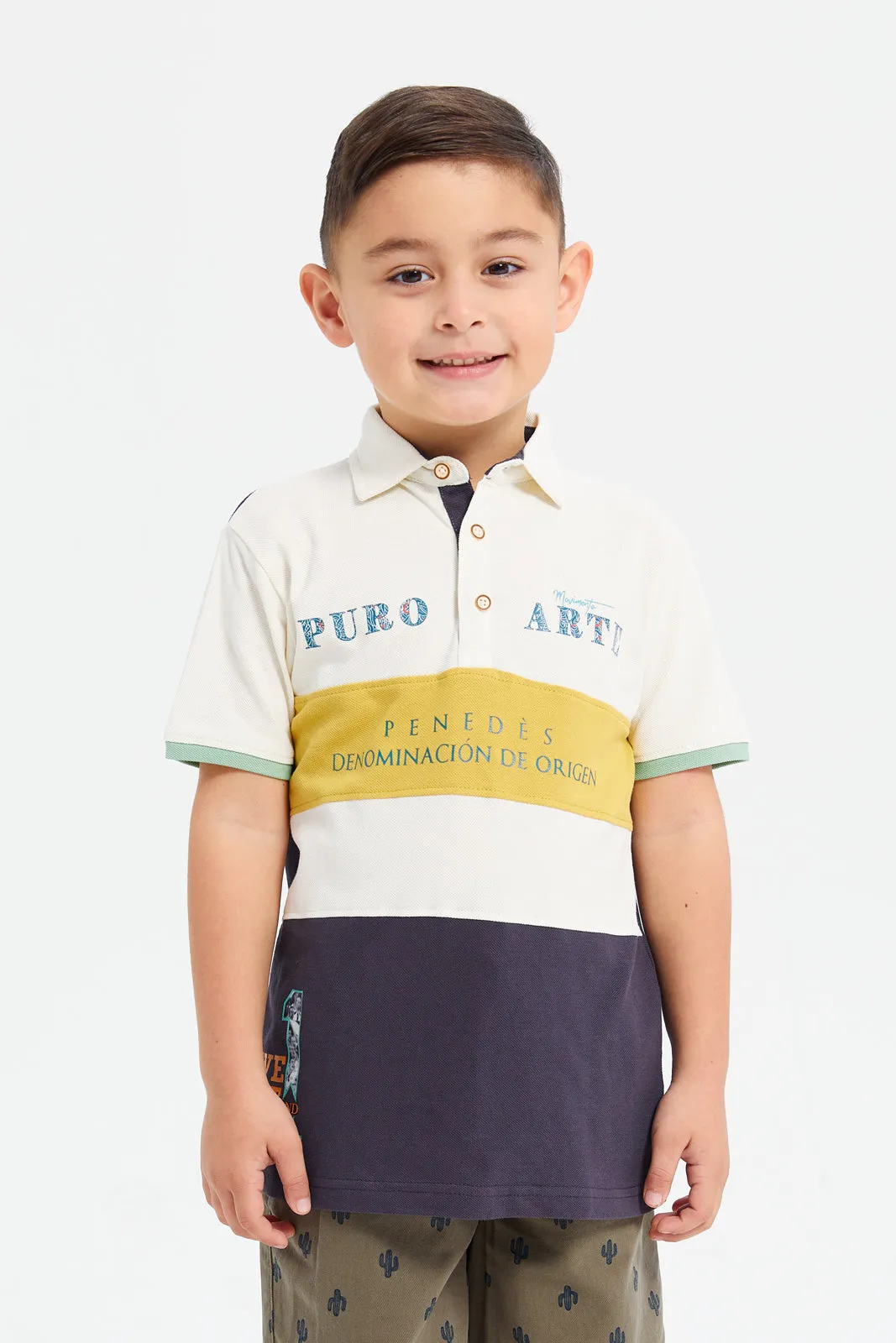 Boys Assorted Cut And Sew Jacquard Polo Shirt