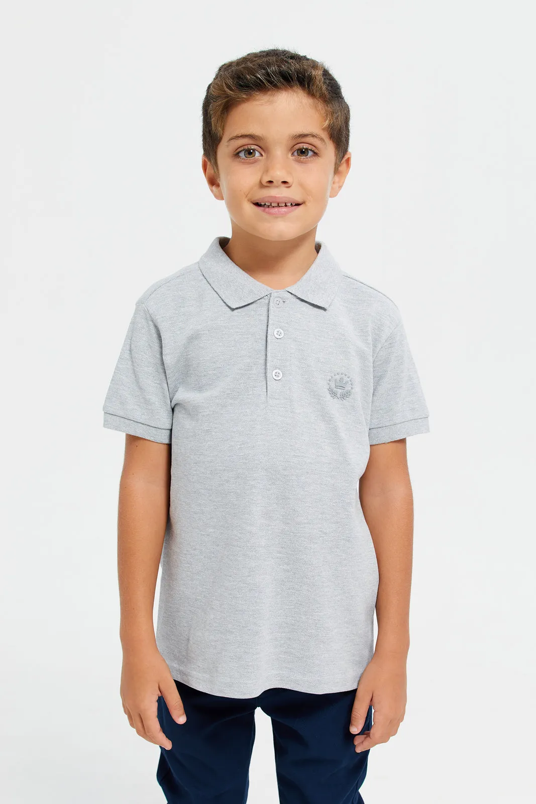 Boys Black And Grey Polo Shirt Set (Pack Of 2)