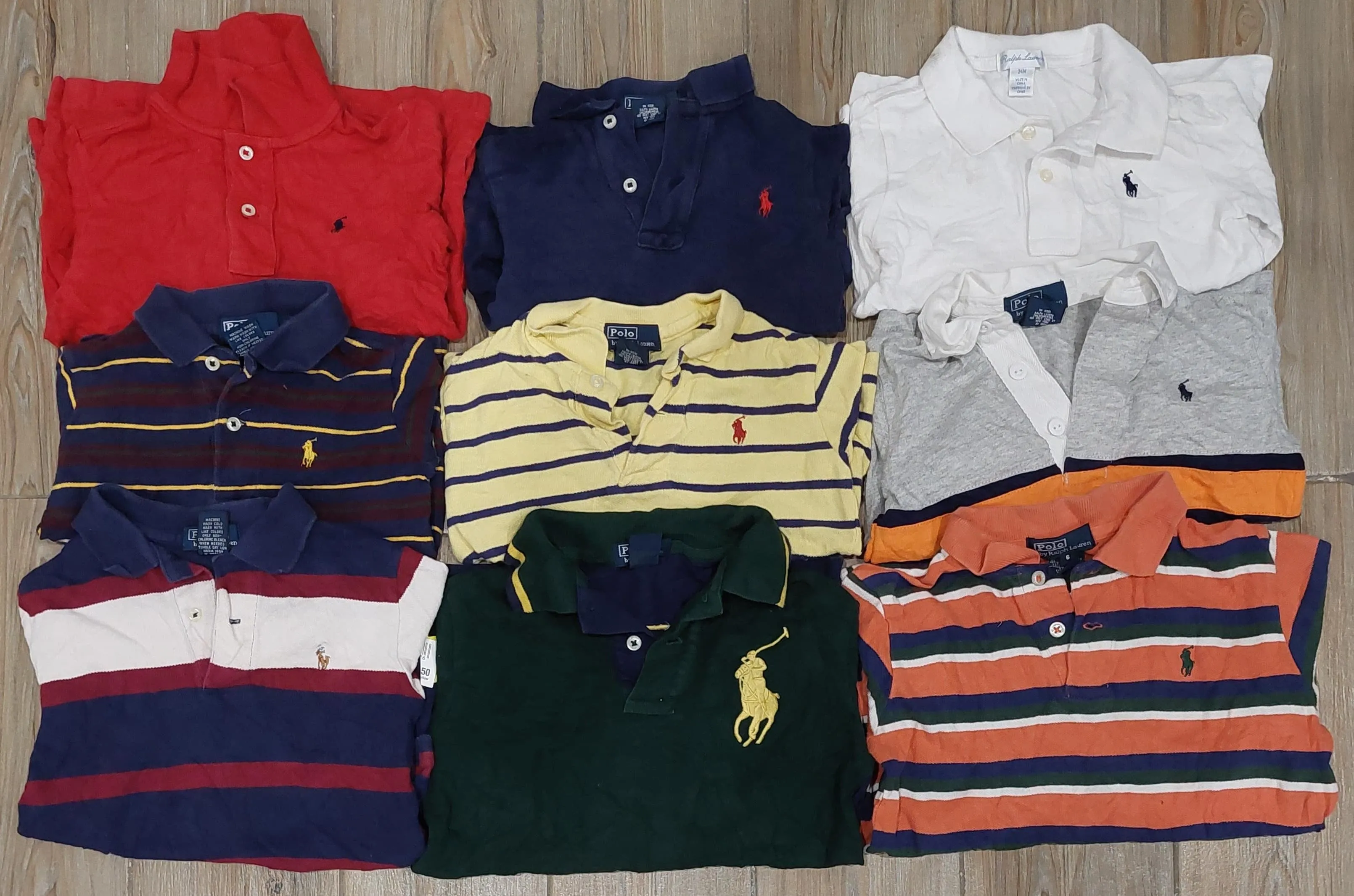 Branded Polo Ralph Lauren Long Sleeves Kids Polo Shirts - 14 Pieces