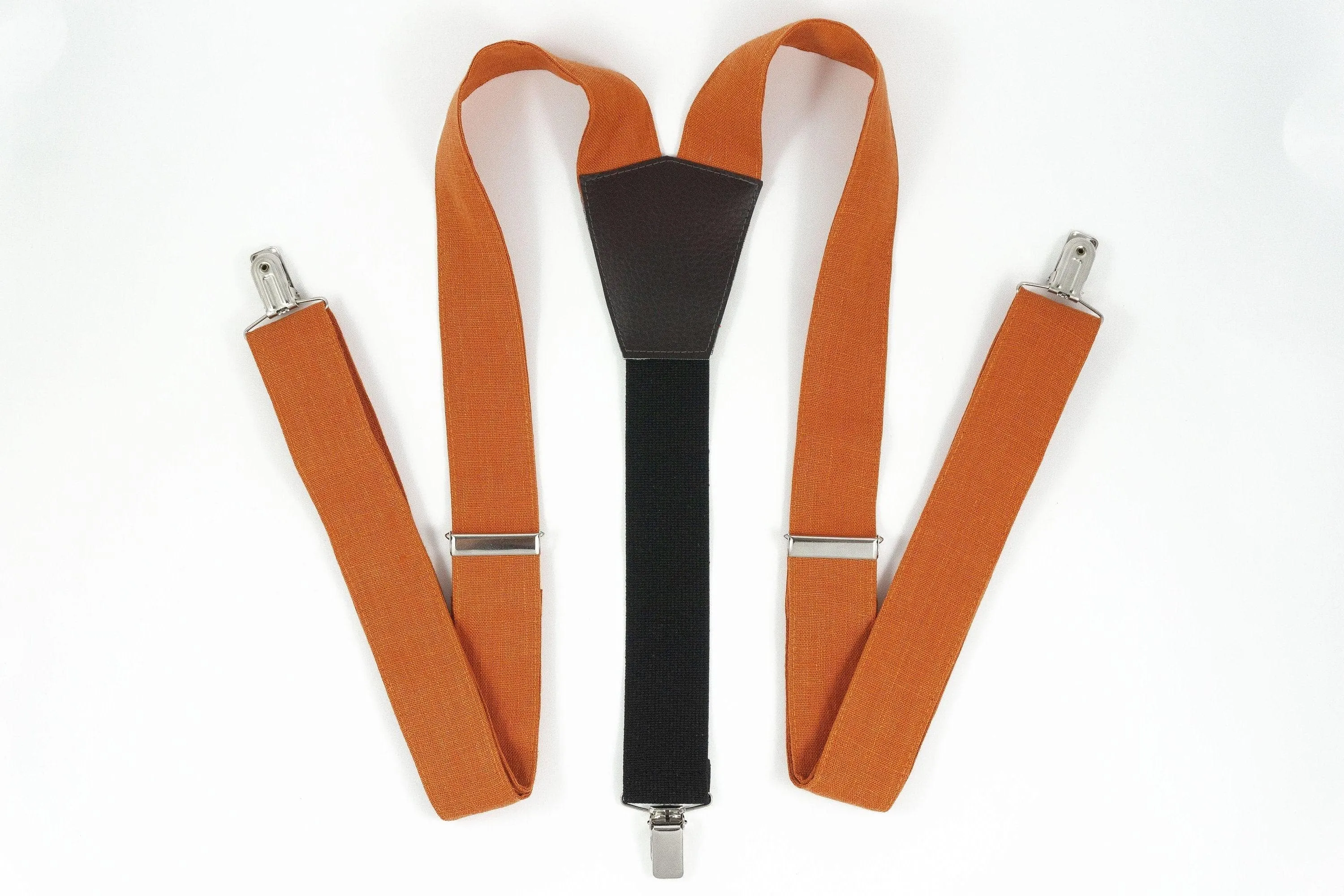 BURNT ORANGE linen suspenders Adjustable Y- Back Suspenders - ADULT Baby Boys Kids Children Mens Groom Page Boy Wedding