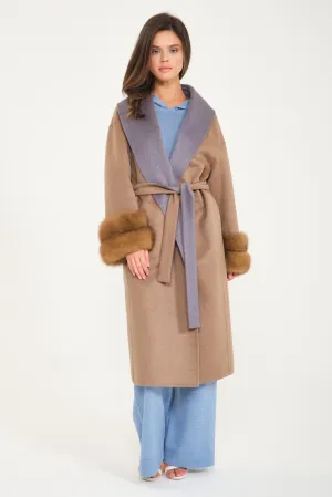 Camel / Grey Cashmere & Wool Coat