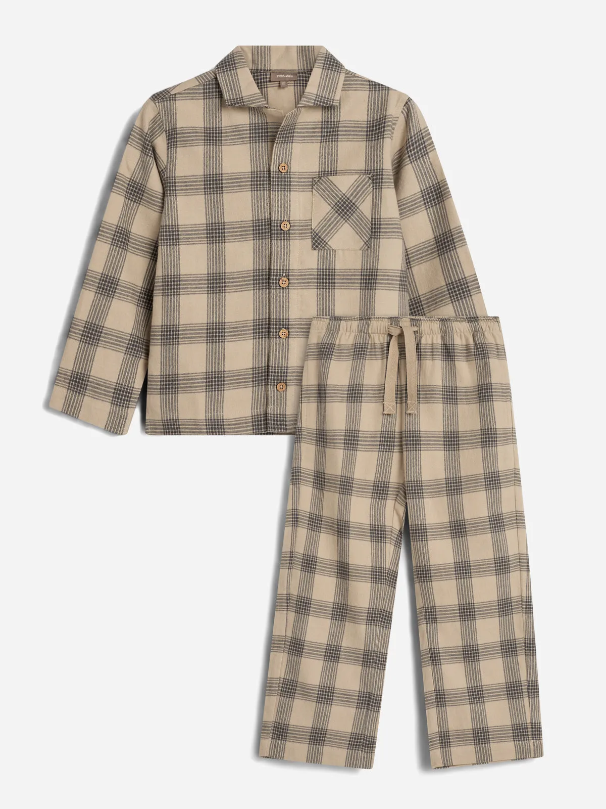 Cotton Flannel Pajamas - Tween - Grey/Beige