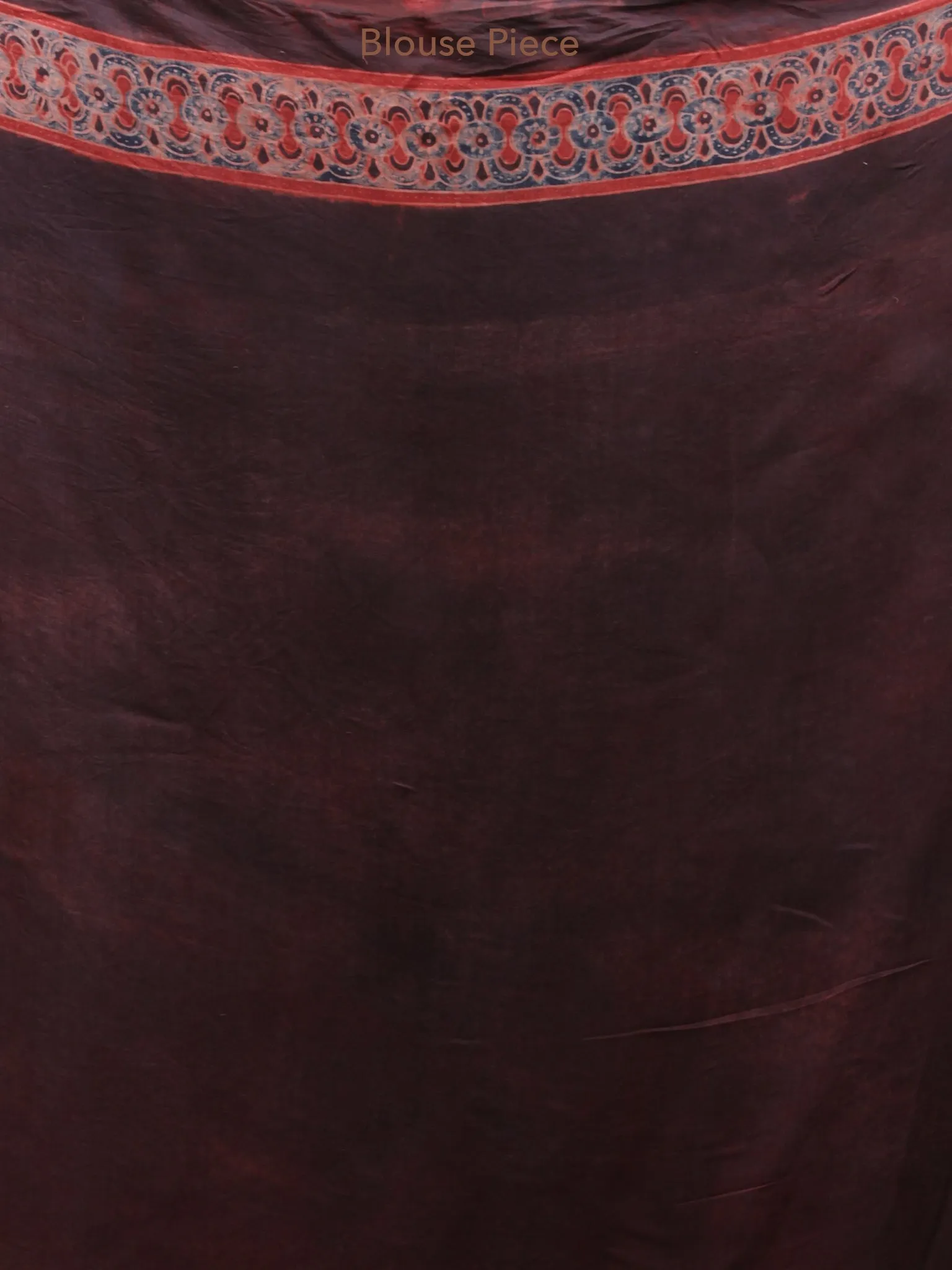 Crimson Red Black Indigo Ajrakh Hand Block Printed Modal Silk Saree - S031704153