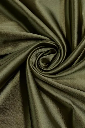 Dark Olive Italian Stretch Satin Fabric