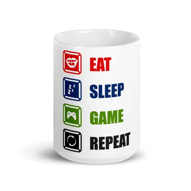 eat sleep game repeat coffee mug ,funny gaming mug   perfect gift for gamers,11oz coffee mug