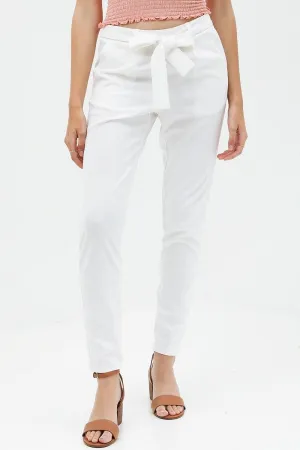 Elastic Back Of Waist Long Pants with Side Pockets