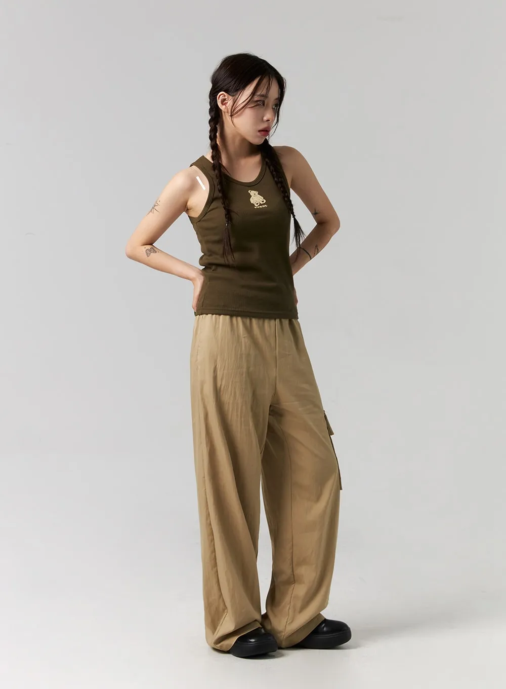 Elastic Waist Cargo Pants CG317