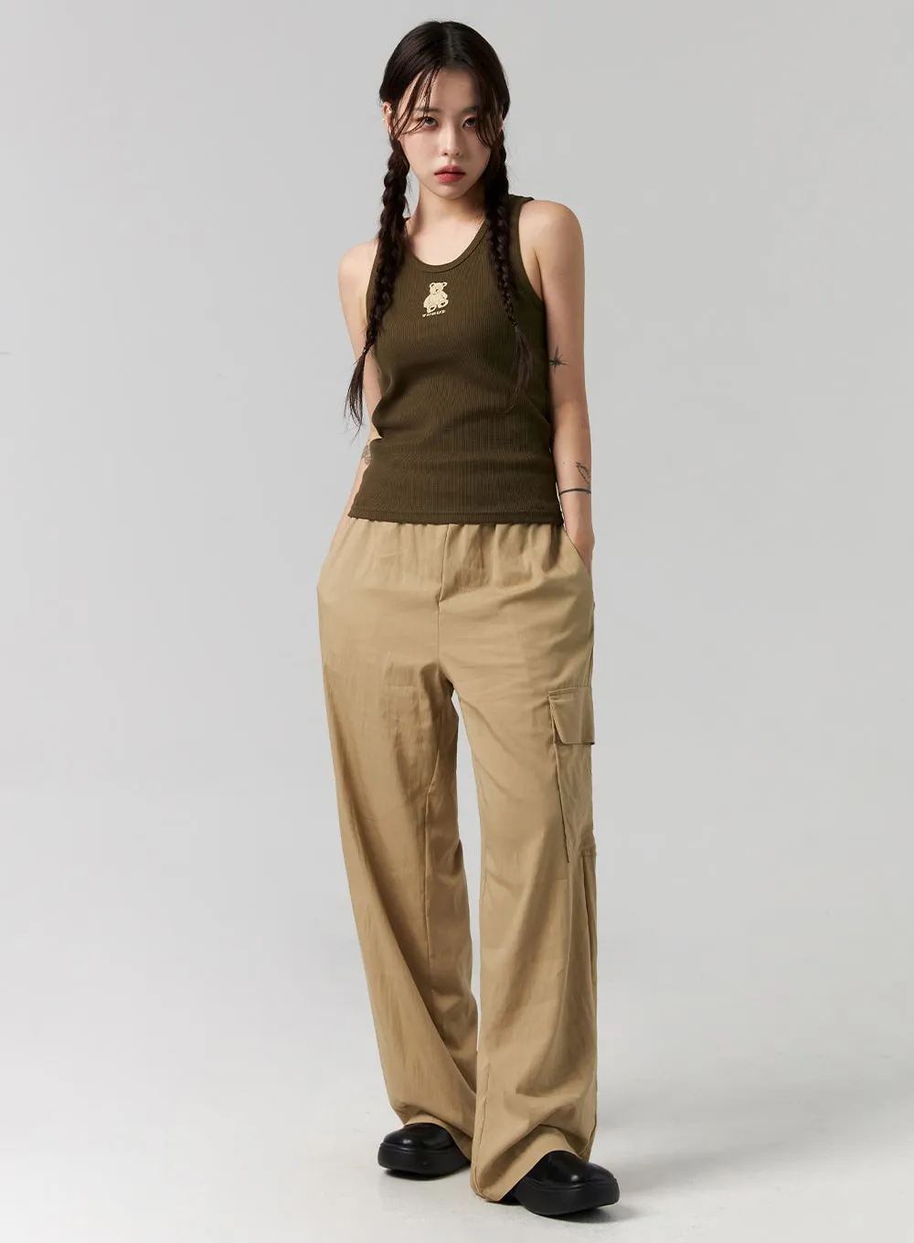 Elastic Waist Cargo Pants CG317