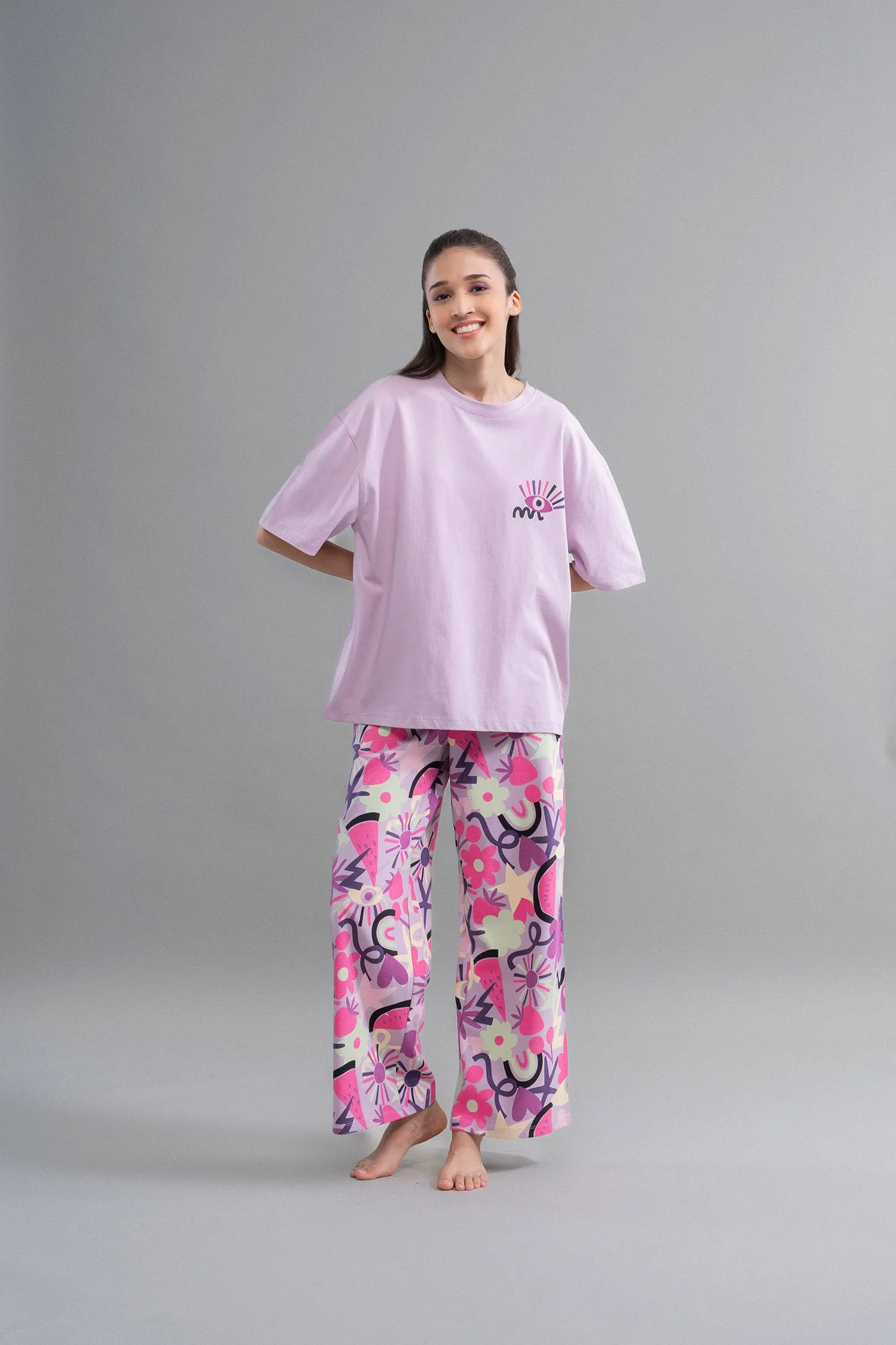 Enchanted Purple Cotton Flared Pajamas