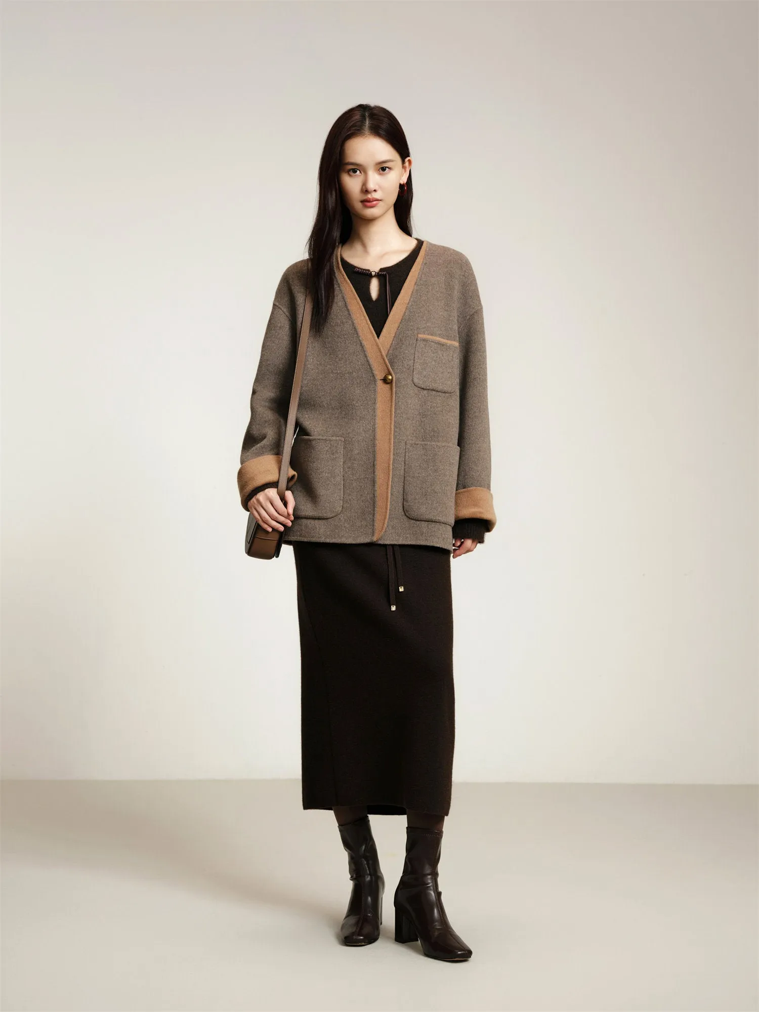 EP YAYING Yak Wool Cashmere Double-Sided Wool Coat