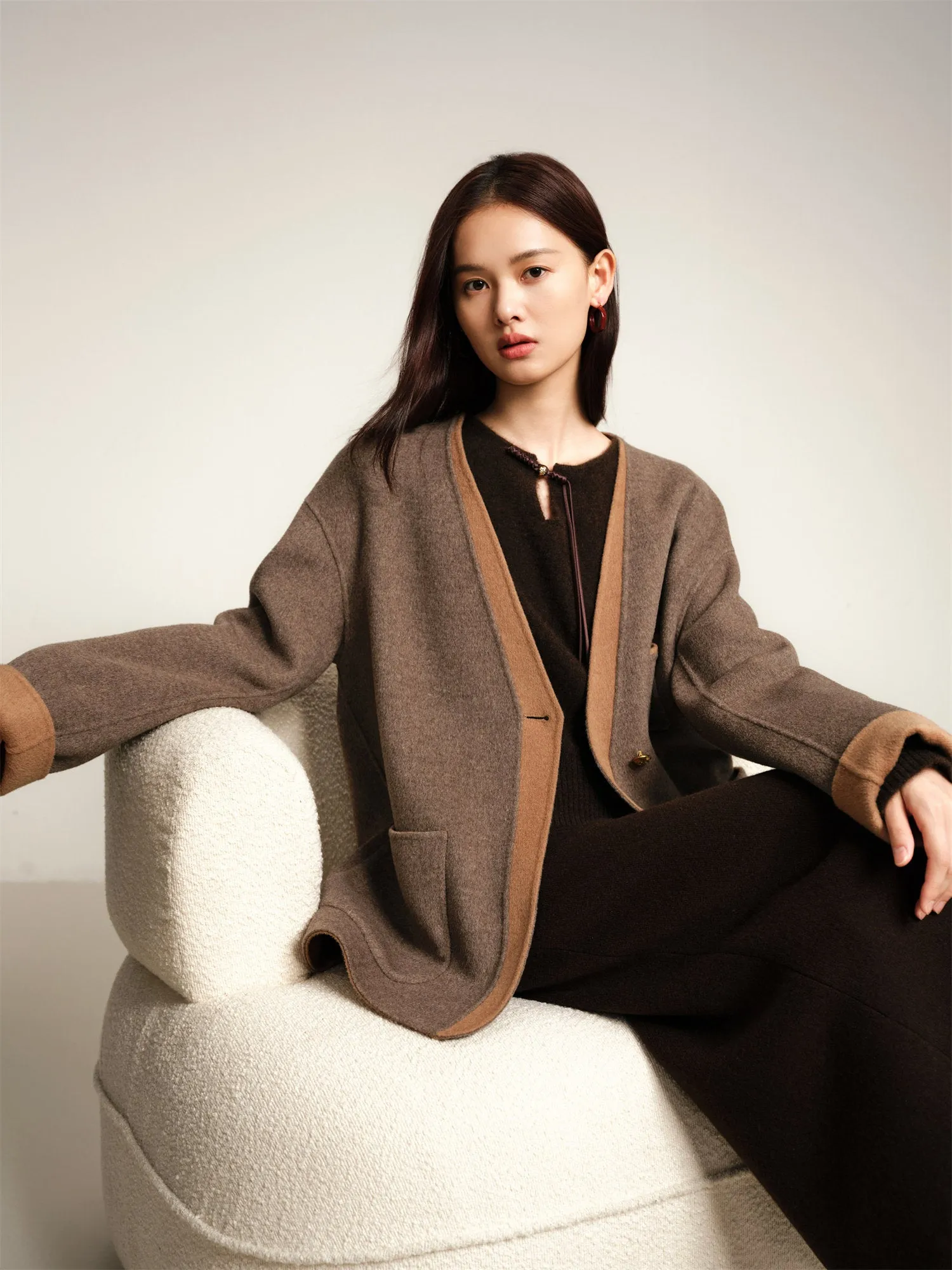 EP YAYING Yak Wool Cashmere Double-Sided Wool Coat