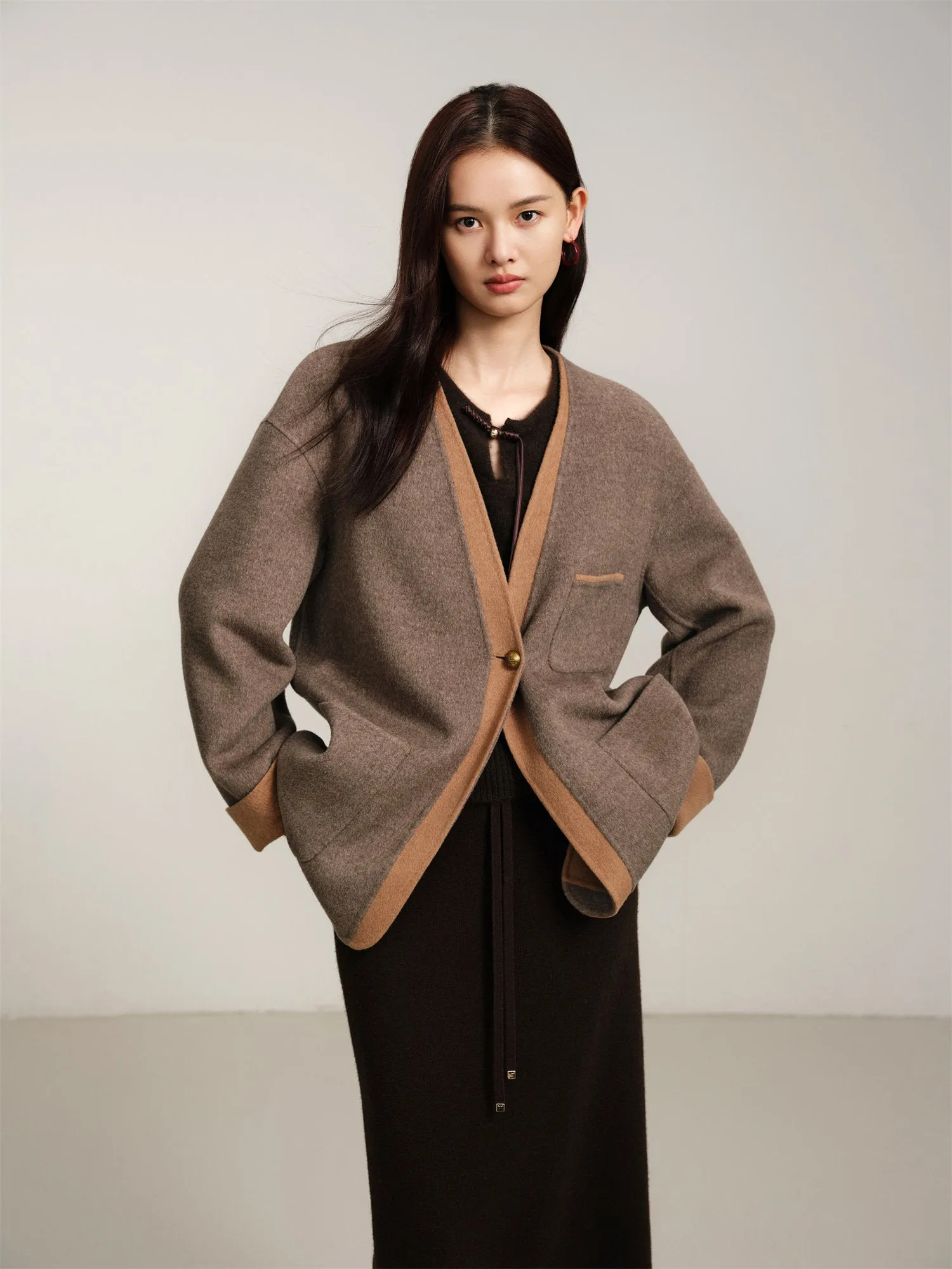 EP YAYING Yak Wool Cashmere Double-Sided Wool Coat