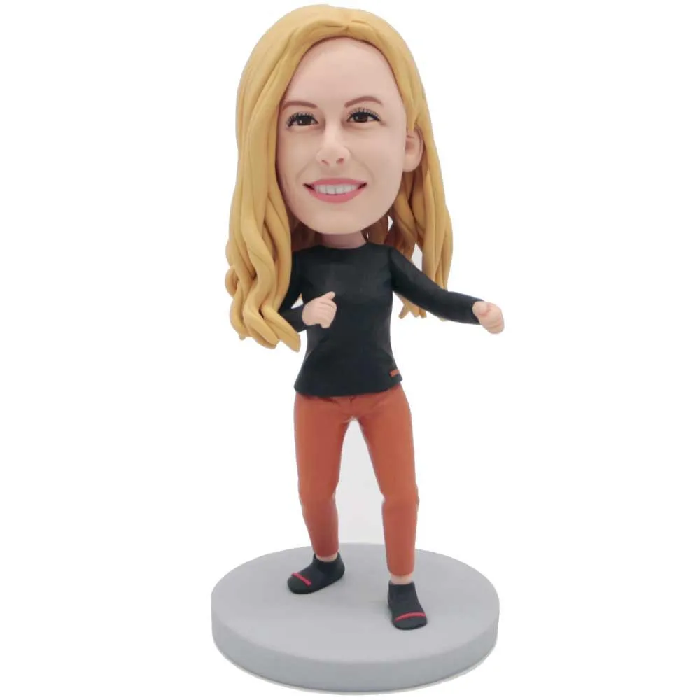 Female Karate In Casual Clothes Custom Figure Bobbleheads