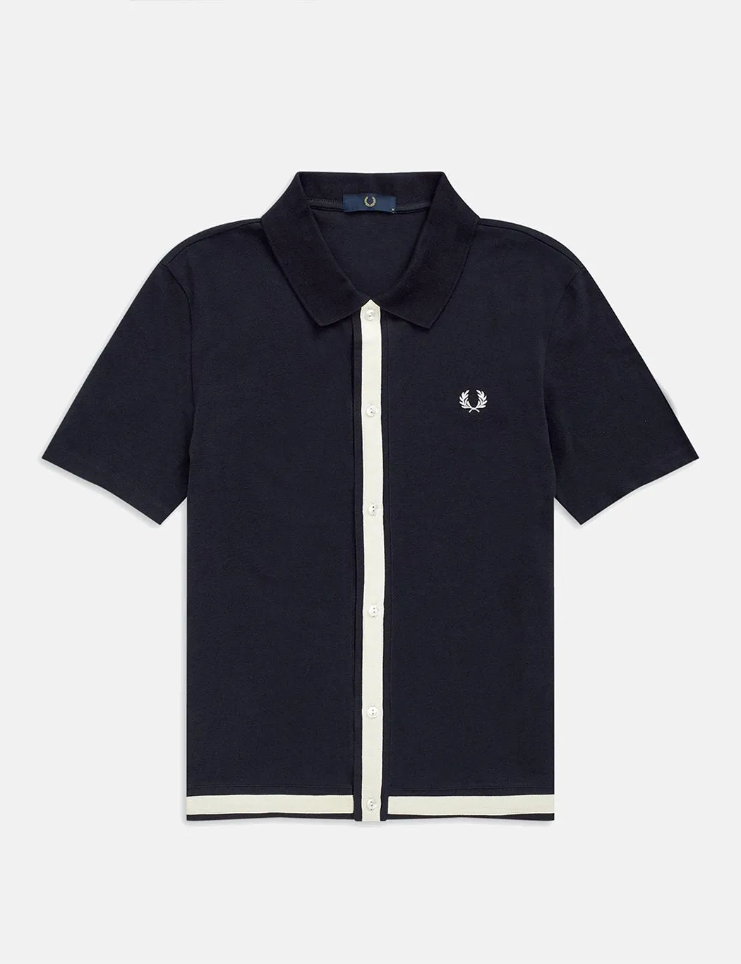 Fred Perry Reissue Pique Button Through Shirt - Navy Blue