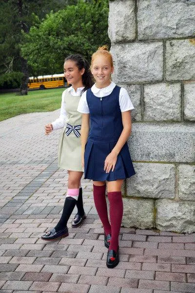 French Toast Girls School Uniform Pleated Jumper with Heart Zipper - Navy - SY9249