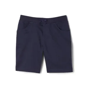 French Toast Girls School Uniform Pull-On Stretch Twill Short with Knit Waistband - Navy - SH9248