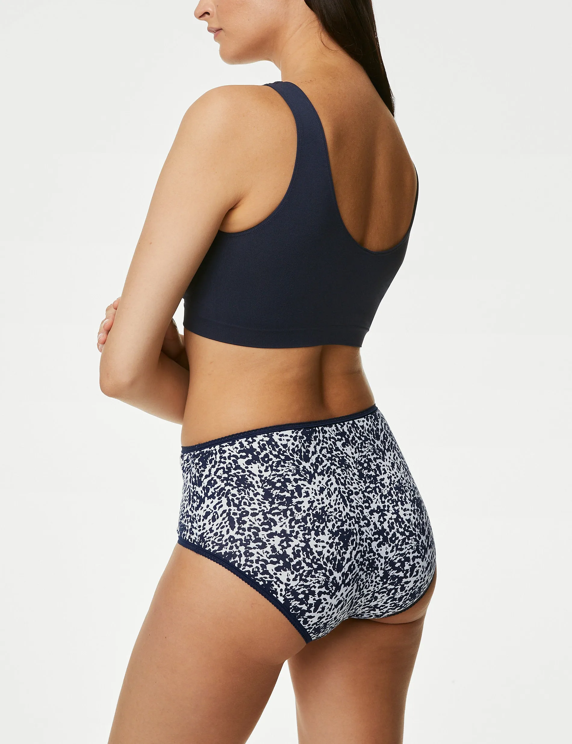 High-waisted shorts with cotton and lycra print, 5 pcs. Marks & Spencer