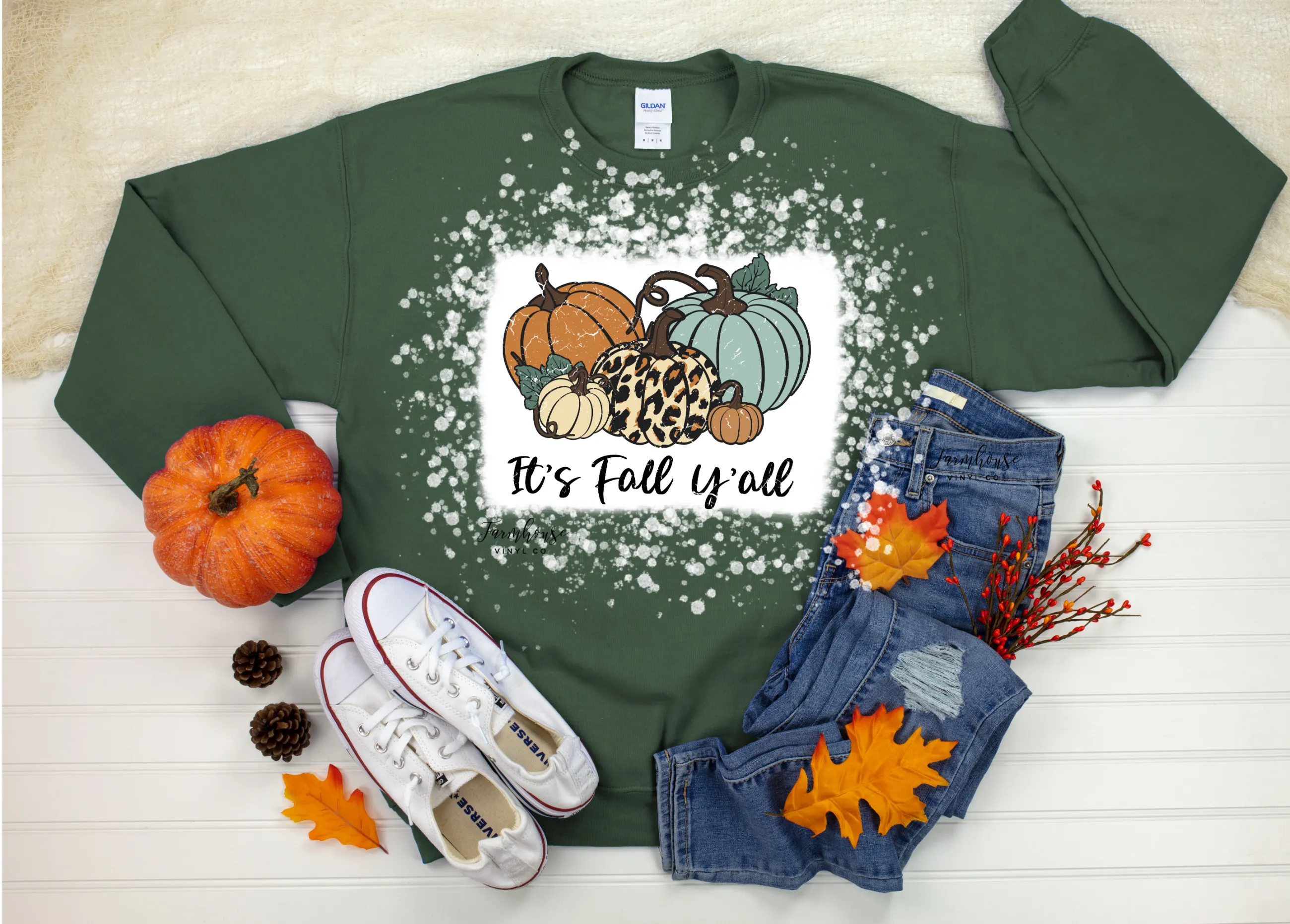 It's Fall Y'all Pumpkins Bleached Shirt