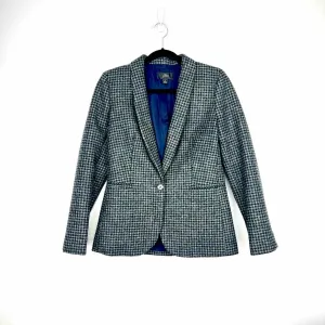 J CREW Womens Wool Houndstooth Black & Grey 1 Button Size 4