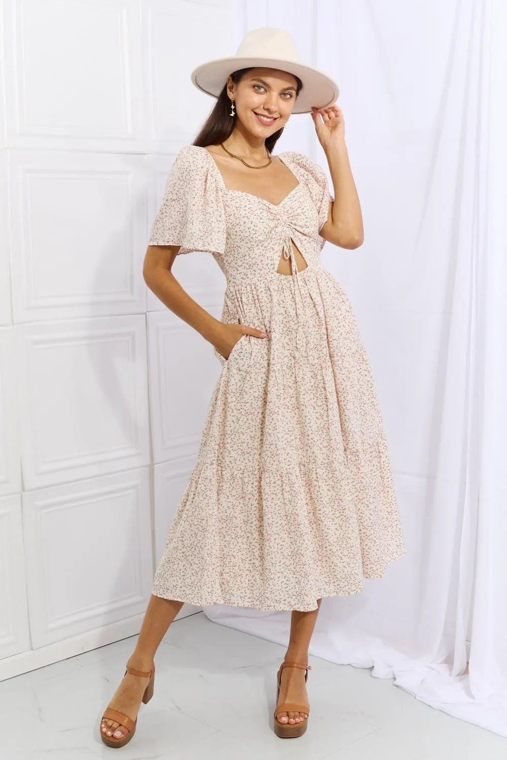 Let It Grow Full Size Floral Tiered Ruffle Midi Dress