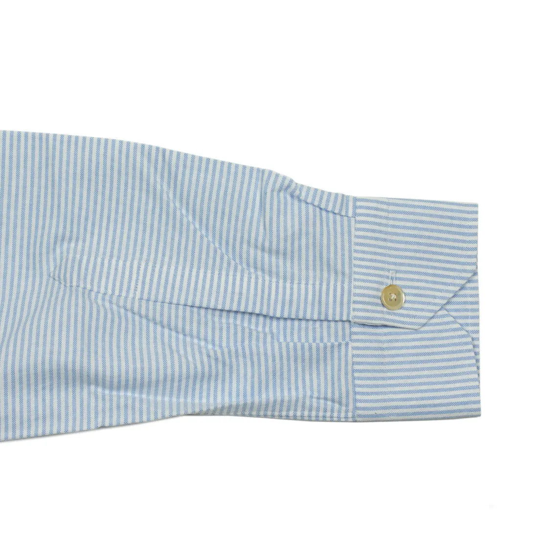 Light blue horizontal stripe long-sleeve popover, one-piece "Miami" collar (restock)