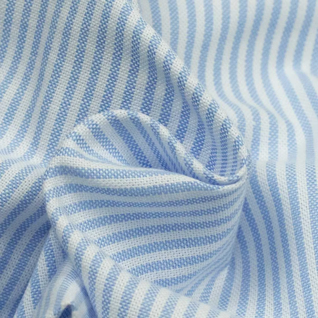 Light blue horizontal stripe long-sleeve popover, one-piece "Miami" collar (restock)