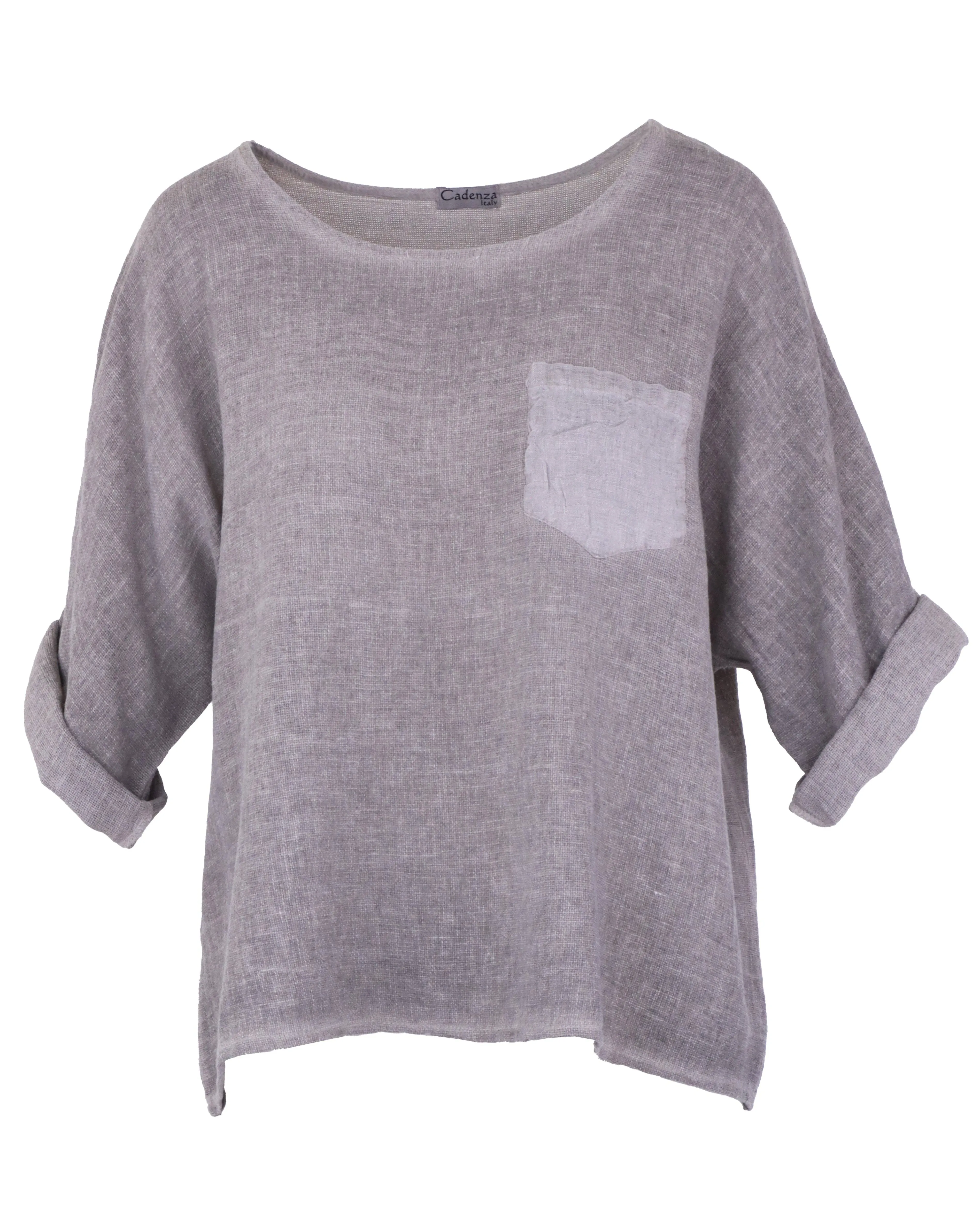 Linen and Cotton Blend Pocket Top