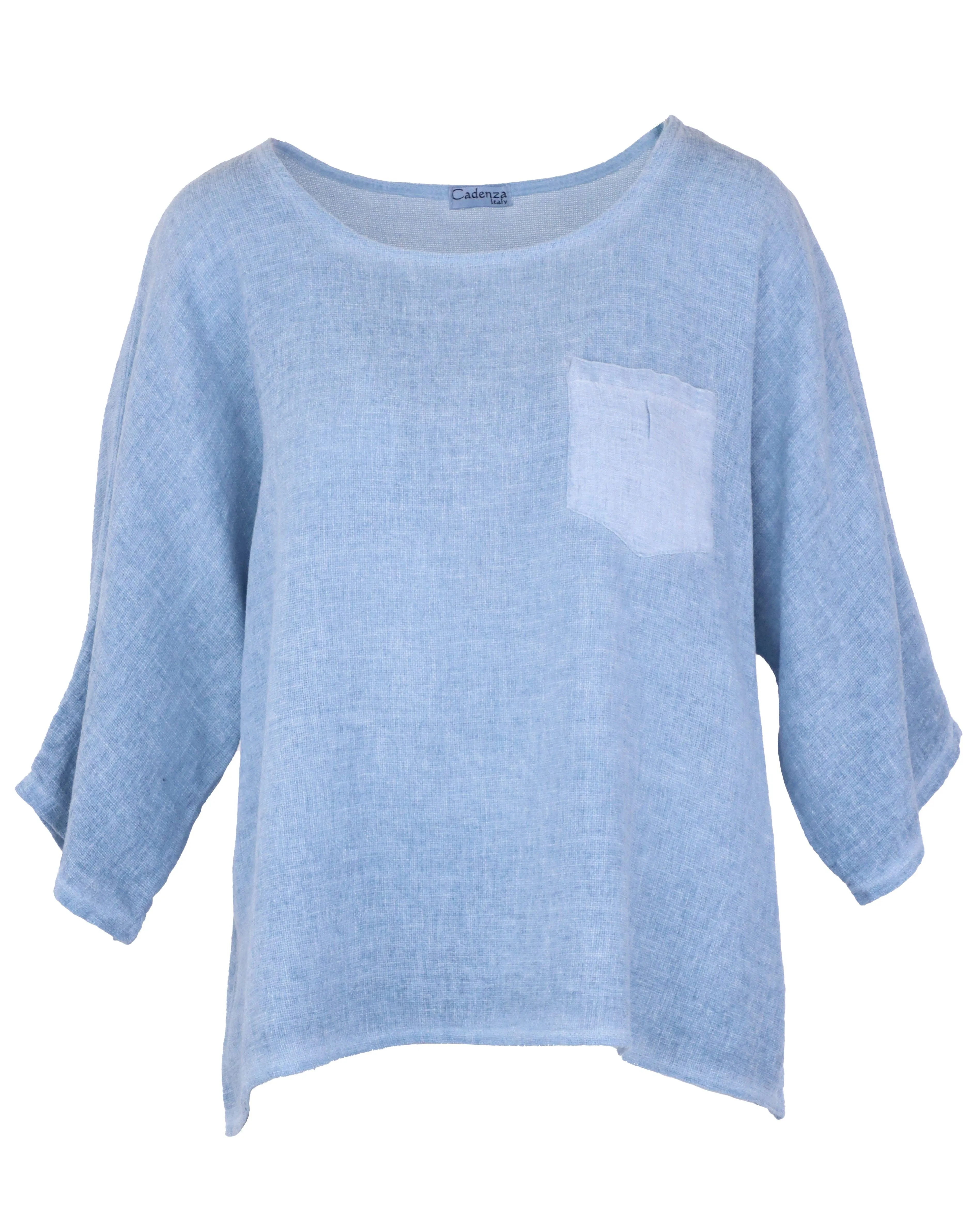 Linen and Cotton Blend Pocket Top