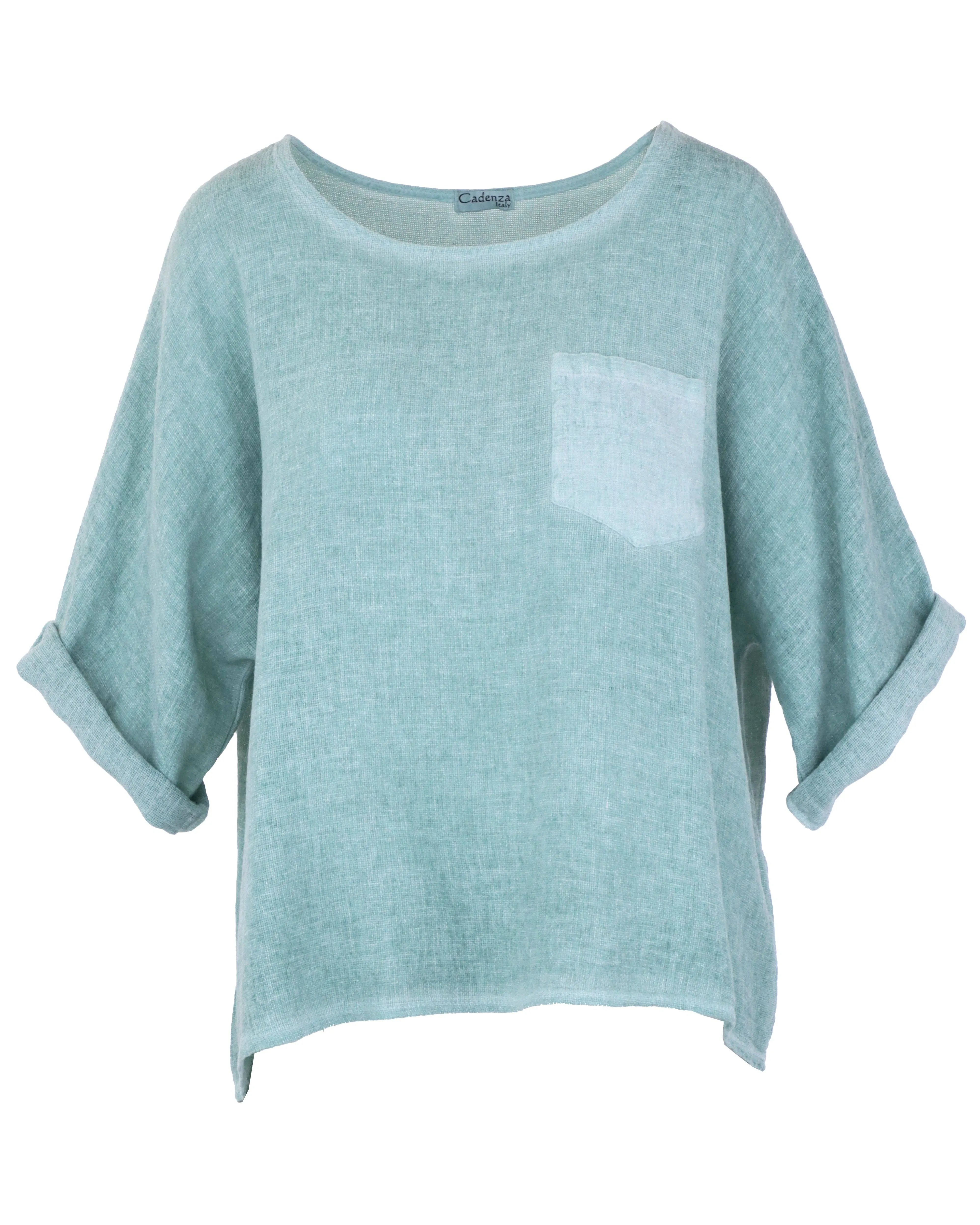 Linen and Cotton Blend Pocket Top