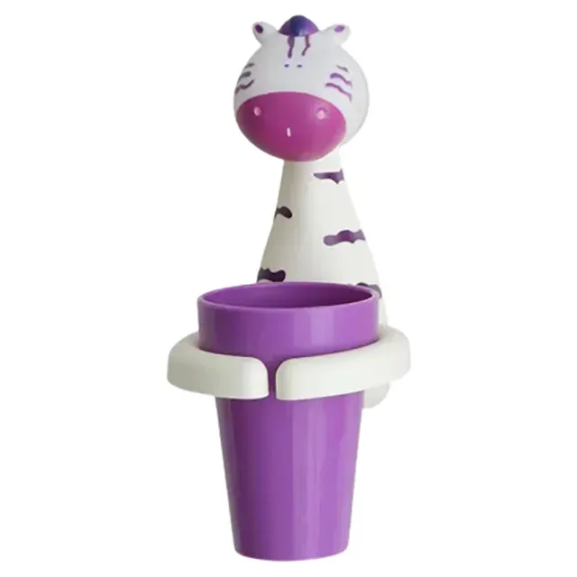 Little Angel Kids Cute Animal Toothbrush & Cup Holder (Zebra)