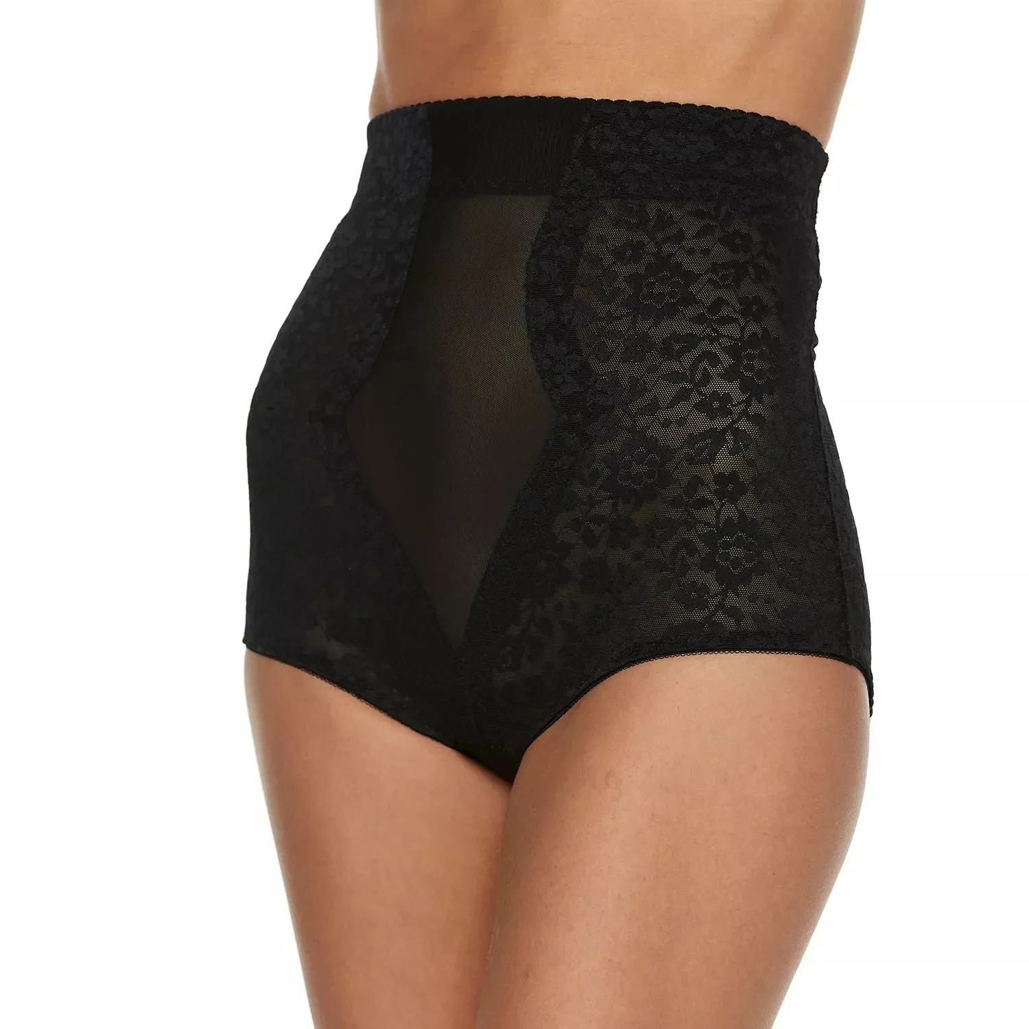 Lunaire Firm Control 469-K Lunaire Women's Lace High Waist Briefs, Black